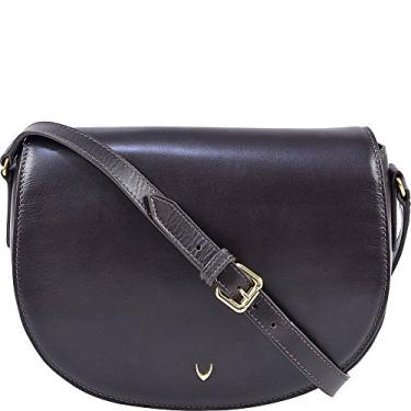 Imagem de Hidesign Nelly Bolsa tiracolo feminina clássica de couro macio / bolsa carteiro com alça de ombro ajustável - Tamanho (C x L x A - 23 x 6,3 x 16,5 cm), marrom, Marrom, Small