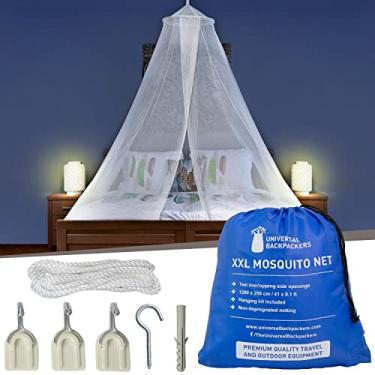 Imagem de Mosquiteiro para camas individuais a King Size – 2 aberturas ou dossel de cama totalmente fechado – Design cônico para decoração ou viagem – Bolsa grátis e kit de pendurar para fácil instalação