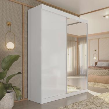 Imagem de Guarda-Roupa Solteiro 2 Portas de Correr 2 Gavetas e Espelho Peônia Yescasa