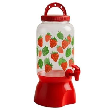 Imagem de Suqueira Grande Dispenser Transparente De Plástico 3,5 Litros Com Suport E Torneira(1 pç suqueira morango)