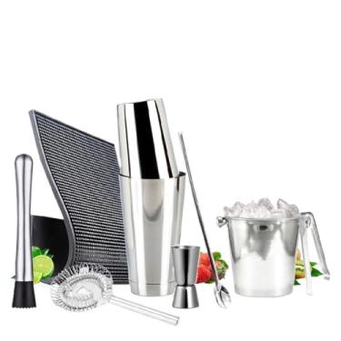 Imagem de Conjunto de Coqueteleira Profissional Para Barman(KIT 8 PEÇAS C/TAPETE 30X45)
