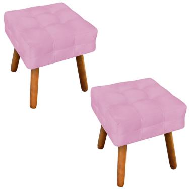 Imagem de Kit 2 Puffs Decorativos Pés Palito Karen Suede Rosa