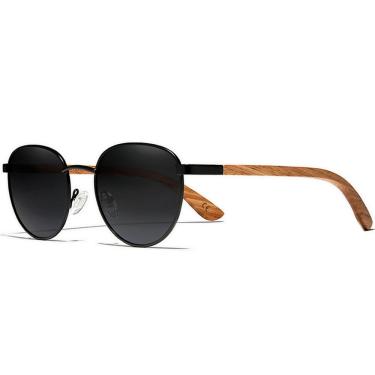 Imagem de Óculos De Sol Redondo Madeira Proteção Uv400