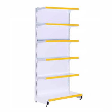 Imagem de Gôndola Prateleira Supermercado 6 Níveis 40x30 New Plus 2,00m Parede Inicial Amarelo Sa Gôndolas