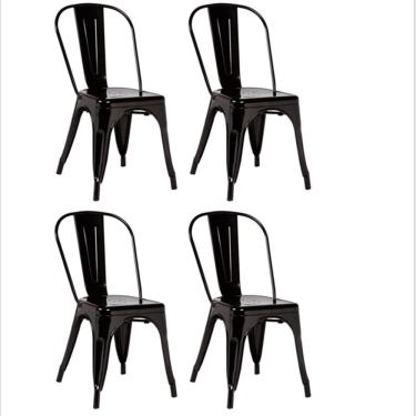 Imagem de Kit Com 4 Cadeiras Berlim Estrutura Em Aço Com Pintura Automotiva Fratini Preto