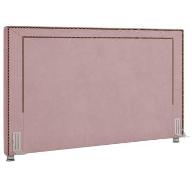 Imagem de Cabeceira para Cama Box Berlim P05 Casal King 195 cm Veludo com Tachinhas Rosê Lyam Decor