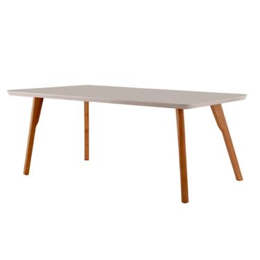 Imagem de Mesa para Sala de Jantar Malta Retangular Vidro 160cm Off White Cinamomo Imbuia Estilo...
