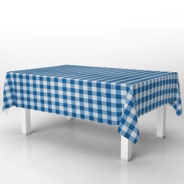 Imagem de Toalha De Mesa Térmica Pvc Xadrez Jantar Cozinha 1,40 X 1,40 Titulo Xadrez Azul