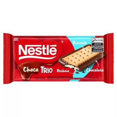 Imagem de Barra de Chocolate ao Leite Recheado com Biscoito de Chocolate e Baunilha Nestlé Choco Trio Pacote 90g