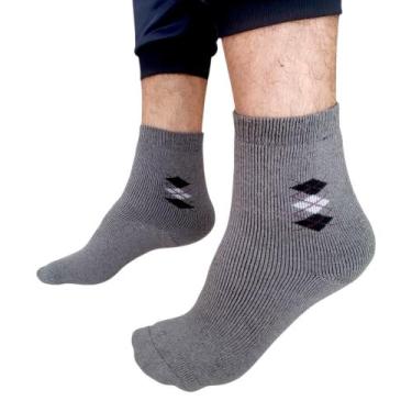 Imagem de Kit 2 Pares Meias Masculina Inverno Grossa Macia Cano Alto - RJC, Cinz