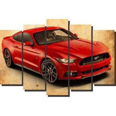 Imagem de Quadro Decorativo Mustang  Vintage Vermelho 5 Peças Sala