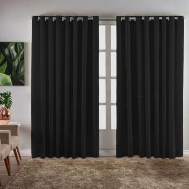 Imagem de Cortina Grande Ilhós Cromado 3 X 2.20 Oxford Para Quarto Sala Escritório(Preto)