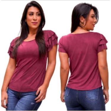 Imagem de Blusa suede manag curta babado feminino fashion - filo modas, Verde, m