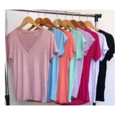 Imagem de Blusa feminina podrinha manga curta decote em V - filo modas, Verde ág