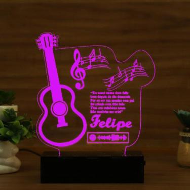 Imagem de Luminária Abajur Violão Spotify Música LED Rosa - Bold