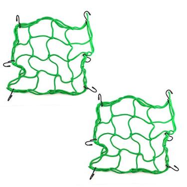 Imagem de Mantain 2 peças de rede de carga, 30 cm x 30 cm, rede de armazenamento de elástico com 6 ganchos ajustáveis para motocicleta de bicicleta (verde)