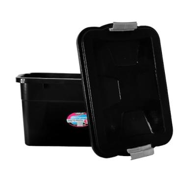 Imagem de Caixa Organizadora Multiuso Plástica 30 Litros Com Tampa Preta (3)