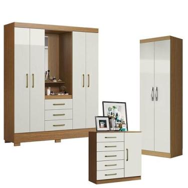 Imagem de Guarda Roupa Solteiro Paris 2045150 com Armário Multiuso 2 Portas New 