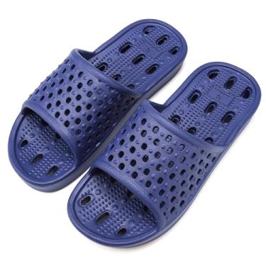 Imagem de Sandália de banho feminina e masculina com chinelo para banho e piscina antiderrapante de secagem rápida da Clootess, Navy .2, 11 Women/9 Men