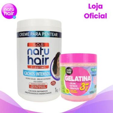 Imagem de Kit Creme para pentear Cachos Intensos 1 Kg + Gelatina modeladora de c