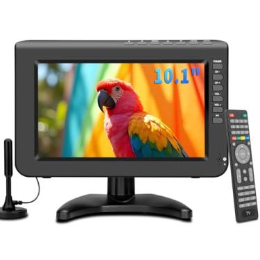 Imagem de Jexiop TV portátil de 10,1 polegadas, tela pequena de 720p com antena e sintonizador digital ATSC, porta USB HDMI, cabo carregador de 12 volts/alimentação CA para caravana e cozinha