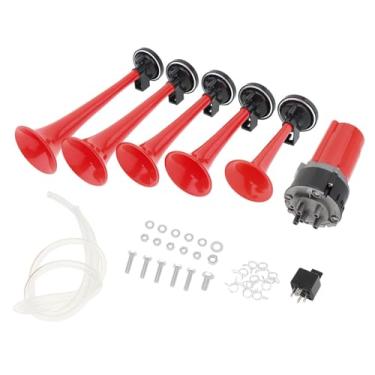 Imagem de ePathChina Buzina de ar de carro musical 125db 12V 5 trompete com compressor para caminhão, barco, ônibus