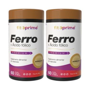 Imagem de Kit 2 Potes Ferro Ácido Fólico 60 Cápsulas Fitoprime