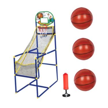 Imagem de Tachiuwa Conjunto de jogos de basquete arcade para crianças, brinquedos esportivos, alturas ajustáveis, cesta de basquete portátil para festa de carnaval no, 3 Bolas