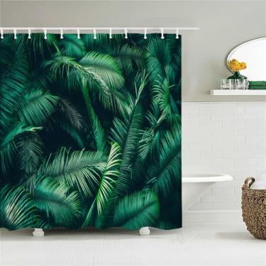 Imagem de Cortinas de chuveiro de paisagem para banheiro poliéster cenário natural floresta impressão cortina de chuveiro com gancho 180 * 200 cm, JK2020, W90xH180 cm