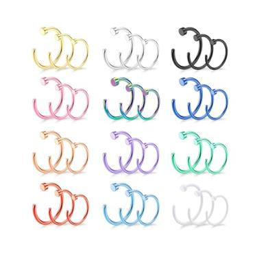 Imagem de Drperfect Piercing de nariz de aço inoxidável 316L 20G 36 peças para mulheres e homens