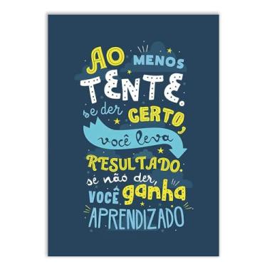 Imagem de Placa Decorativa Frases Ao Menos Tente Aprendizado Decoração Poster Quarto Sala