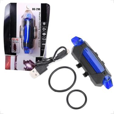 Imagem de Lanterna Traseira Bike Sinalizador Bicicleta Luz De Led Recarregavél Usb (AZUL)