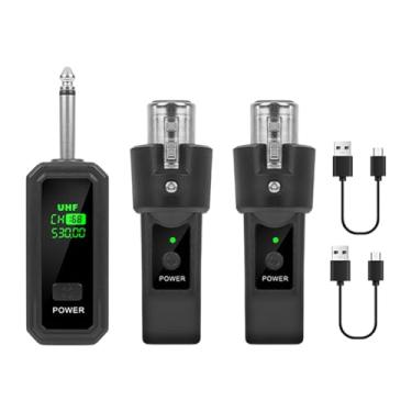Imagem de Luwecf Transmissor e receptor de microfone, equipamento musical, microfone com display digital, sem fio, conversor de microfone para guitarra, 1 Por 2