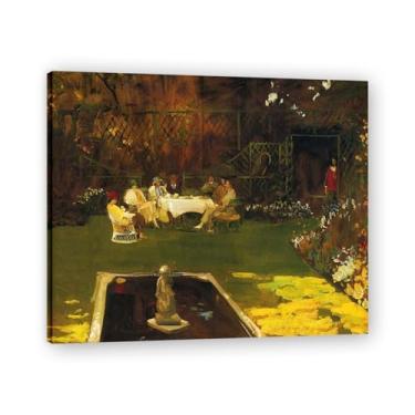 Imagem de The Garden At Ardilea John Lavery Iconic Realist Portrait & War Scene Canvas Art – Decoração de parede irlandesa atemporal para casa emoldurada 30 x 36 cm