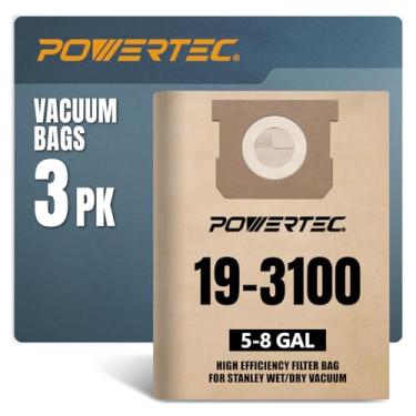 Imagem de POWERTEC 19-3100 Shop Vac Bags Pacote com 3 para Stanley 5-8 Gal Wet Dry Vac, sacos de vácuo de substituição para Stanley SL18116P, SL18115P & Porter Cable Shop Aspiradores (75101)