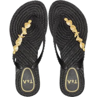 Imagem de Chinelo De Dedo Terra e Água Adorno Fundo Do Mar Feminino, Preto, 36