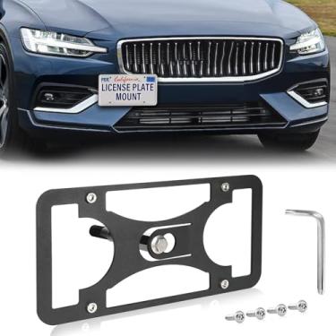 Imagem de Moldura frontal sem furadeira compatível com Volvo XC60 | 2008-2017 Suporte de gancho de reboque para placa de carro antifurto Capas de etiqueta de carro à prova de ferrugem, acessórios de carro à