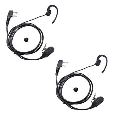 Imagem de Earphmice Fone de ouvido Walkie Talkie com microfone PTT de 2 pinos em forma de C compatível com rádios bidirecionais Baofeng UV5R 888S UV-82HP BF-F8HP Kenwood Retevis H-777 RT21 RT22 (pacote com 2)