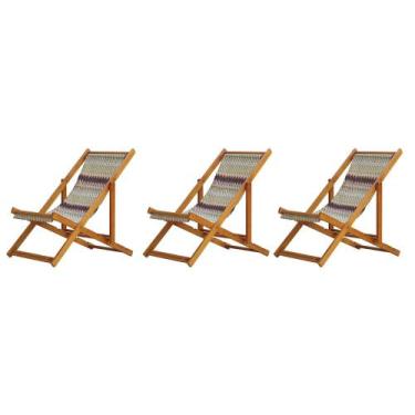 Imagem de Kit 3 Cadeiras Espreguiçadeira Preguiçosa Dobrável Sem Braço Mel - MHM