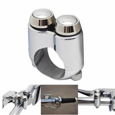 Imagem de FVMOTO Microinterruptor momentâneo de controle manual CNC com 2 botões, para barras de 22 mm de 7/8 polegadas, guidão, bobber, café, corredor, chopper universal (cromado)