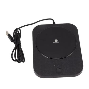 Imagem de Copo elétrico Aquecedor de 3 engrenagem Temperatura ajustável USB Aquecimento rápido Caneca mais quente com desligamento automático para bebidas de leite de café Black Abs Compact