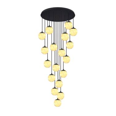 Imagem de Pendente Moderno Preto 18 Globos Pé Direito Duplo Escada Vid