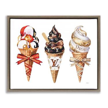 Imagem de Stupell Industries Design de arte de parede em tela flutuante marrom sorvete gourmet de luxo por Amanda Greenwood, 25 x 31