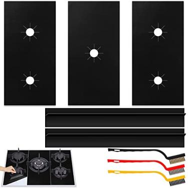 Imagem de MINCHENGM 3 peças capas de fogão reutilizável protetor de fogão a gás resistente ao calor forro de queimador de fogão a gás lavável capas de queimador de fogão antiaderentes espessuras 0 cm para