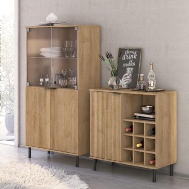 Imagem de Aparador Bar Adega + Cristaleira Ditália R-633 E-964 Riviera