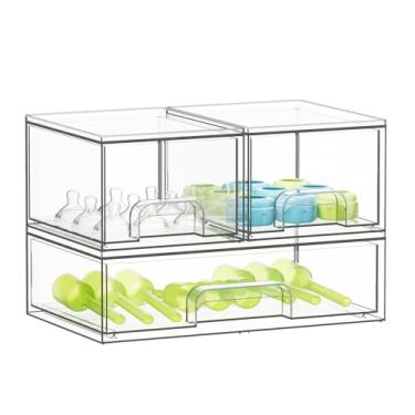 Imagem de SpaceAid Organizador de mamadeiras para bebês – Recipiente organizador de garrafas de acrílico, gavetas transparentes empilháveis para bancada, penteadeira, banheiro, armário, organização de despensa
