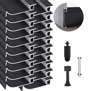 Imagem de JARBIH 20 pacotes de rodapé de alumínio LED de 1 metro de 1 metro, fita de rodapé de LED de 65 mm H com perfil de canal de alumínio com cobertura leitosa para sala de estar, quarto, cozinha, home