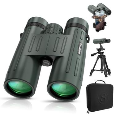Imagem de Binóculos 14 x 45 para adultos de alta potência, binóculos HD profissionais para observação de pássaros, caça, com adaptador de telefone de liga de alumínio, tripé, à prova d'água e à prova de neblina