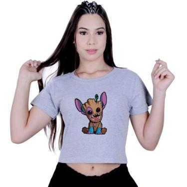 Imagem de Blusinha Cropped Algodão Lilo Stitch Baby Groot - Lafre, Cinza, GG