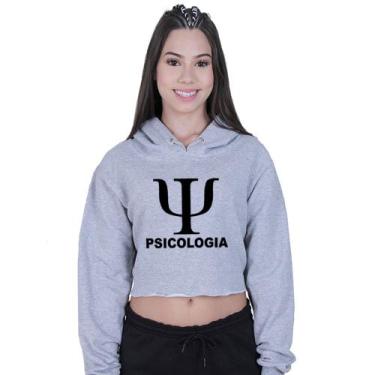 Imagem de Cropped Moletom Feminino Psicologia Faculdade - Lafre, Cinza, GG